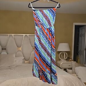 Lilly Pulitzer Blue and Orange Striped Maxi Dress